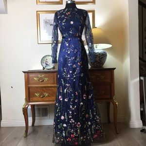 Women’s embroidery colorful pageant formal prom dress